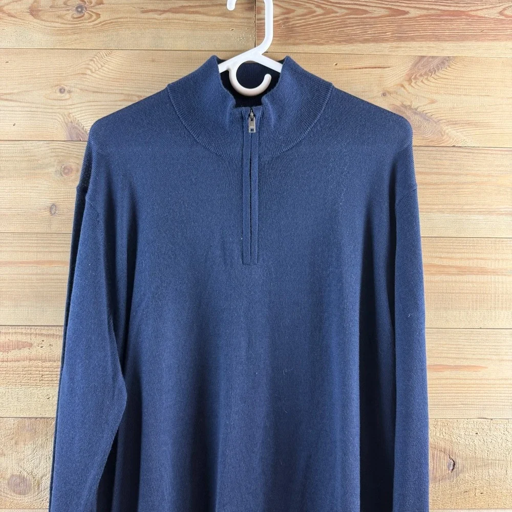 Banana Republic Mens Sweater 1/4 Zip Merino Wool Minimalist Classic Size XL